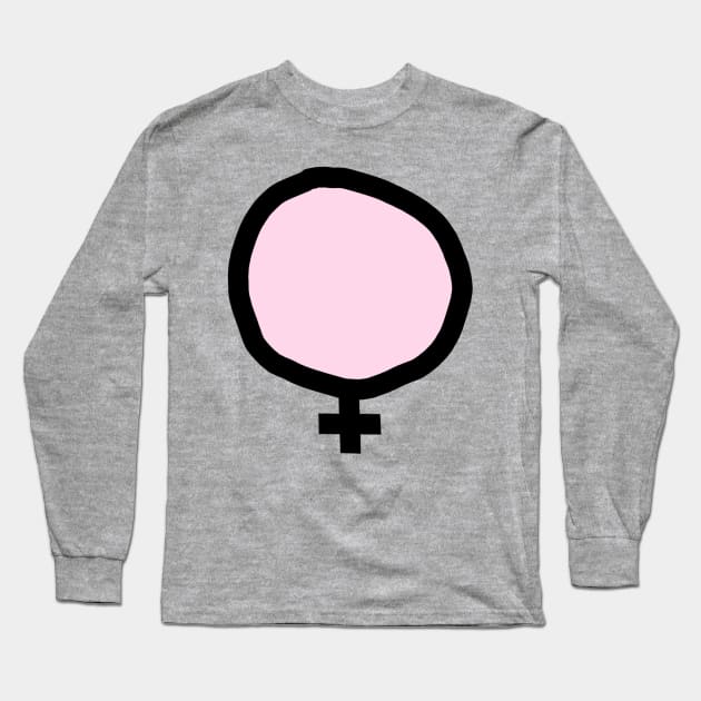 Female Gender Symbol Pink Fill Long Sleeve T-Shirt by ellenhenryart